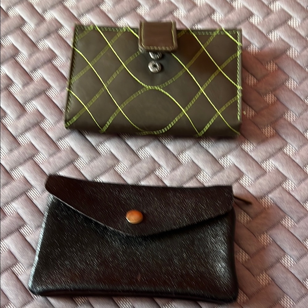 Travelon pink and Green wallet plus Italian leather wallet